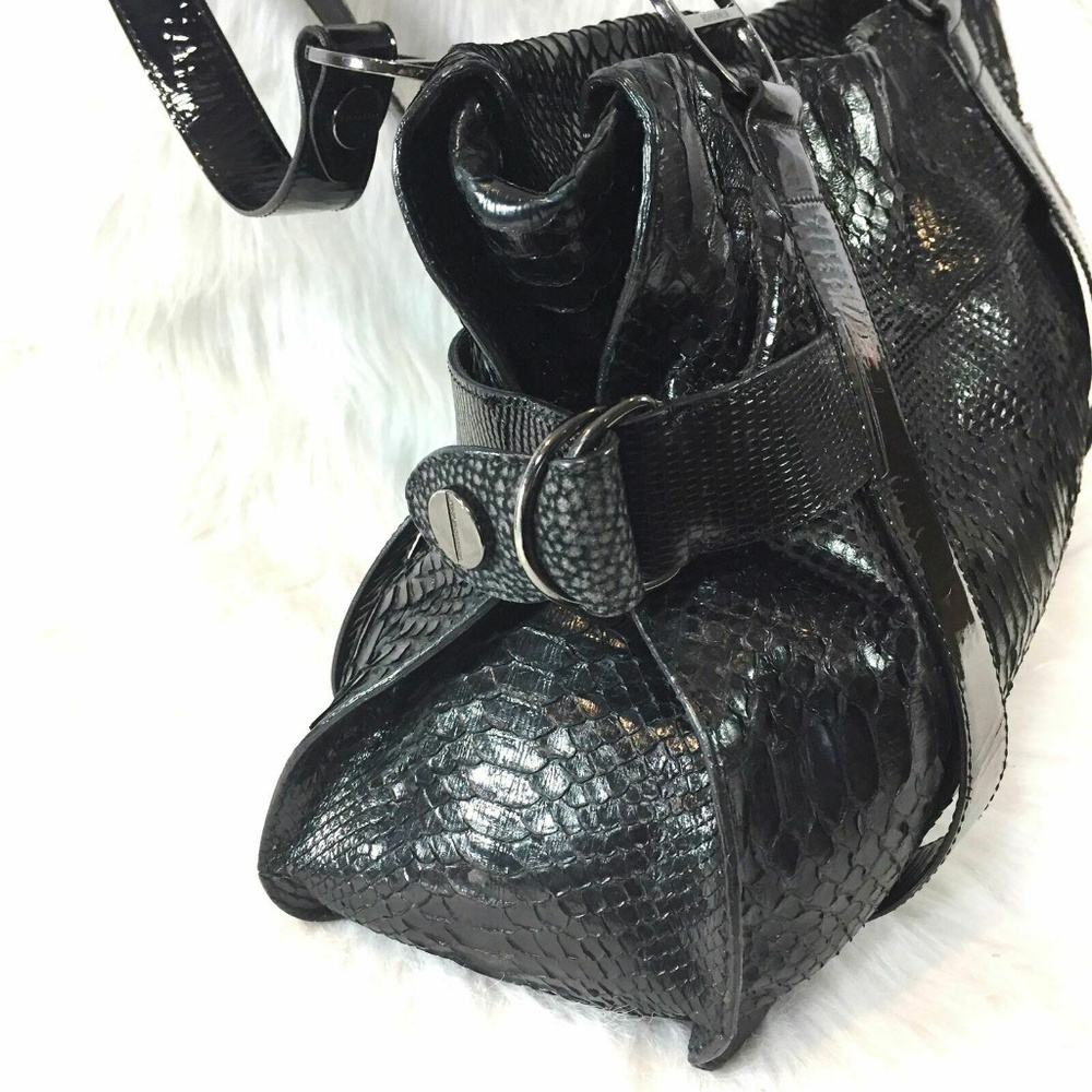 Borbonese Black Python And Patent Leather Handbag - image 3